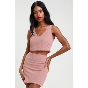 Lulus Dusty Rose Boho Fringe Crop Top